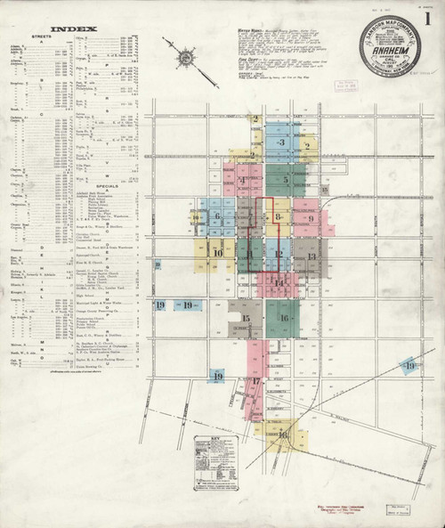 Los Angeles - Anaheim California 1911 - Fire Insurance Index - Old Map Reprint