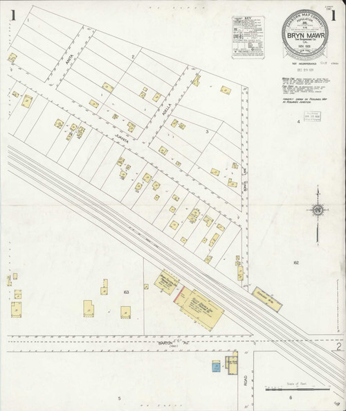 Los Angeles - Bryn Mawr California 1928 - Fire Insurance Index - Old Map Reprint