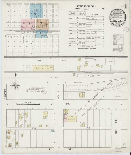Los Angeles - Colton California 1887 - Fire Insurance Index - Old Map Reprint