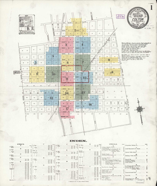 Los Angeles - Colton California 1911 - Fire Insurance Index - Old Map Reprint