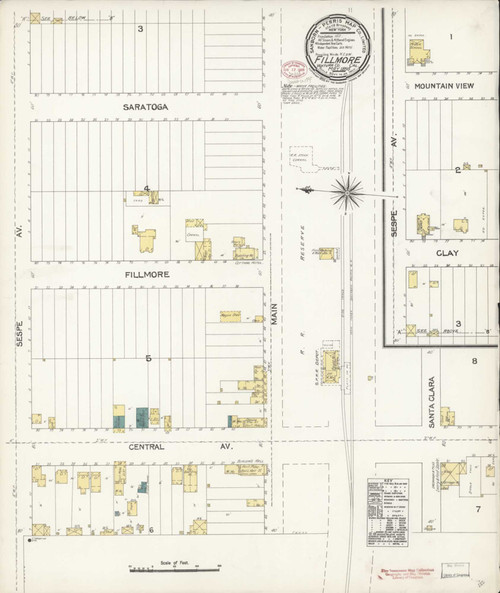 Los Angeles - Fillmore California 1895 - Fire Insurance Index - Old Map Reprint