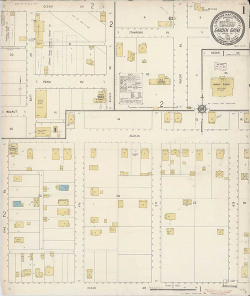 Los Angeles - Garden Grove California 1915 - Fire Insurance Index - Old Map Reprint