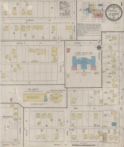 Los Angeles - La Habra California 1920 - Fire Insurance Index - Old Map Reprint