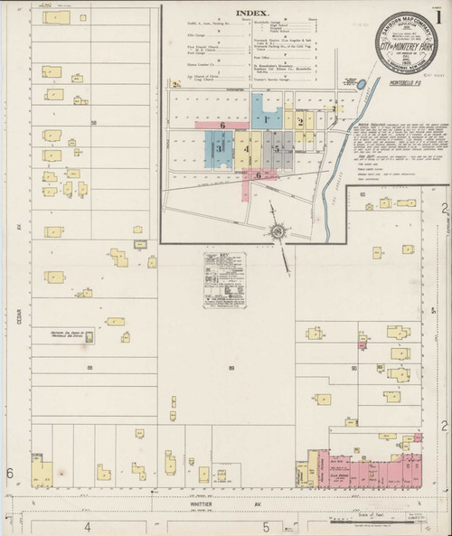 Los Angeles - Monterey Park California 1920 - Fire Insurance Index - Old Map Reprint