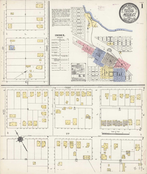 Los Angeles - Needles California 1910 - Fire Insurance Index - Old Map Reprint