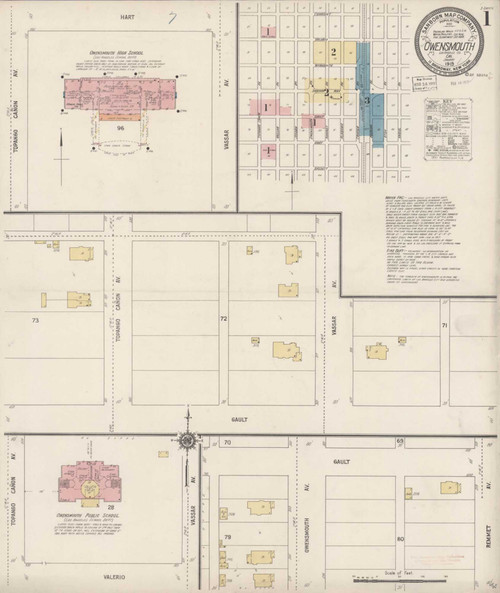 Los Angeles - Owensmouth California 1919 - Fire Insurance Index - Old Map Reprint