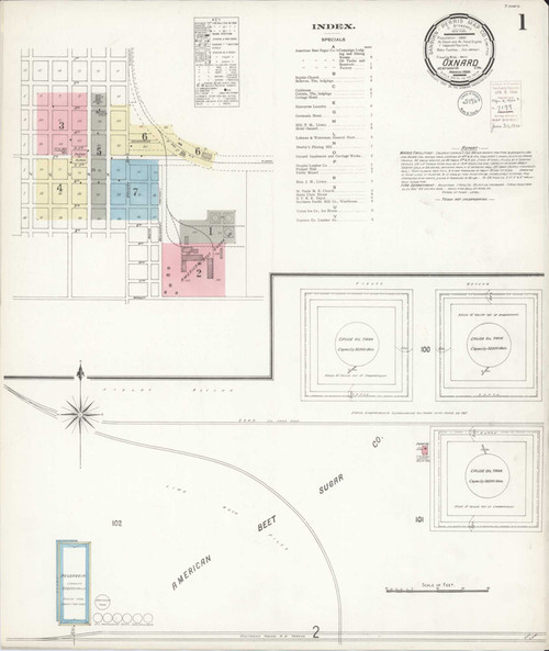 Los Angeles - Oxnard California 1900 - Fire Insurance Index - Old Map Reprint