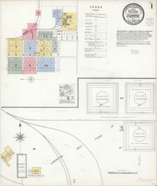 Los Angeles - Oxnard California 1906 - Fire Insurance Index - Old Map Reprint