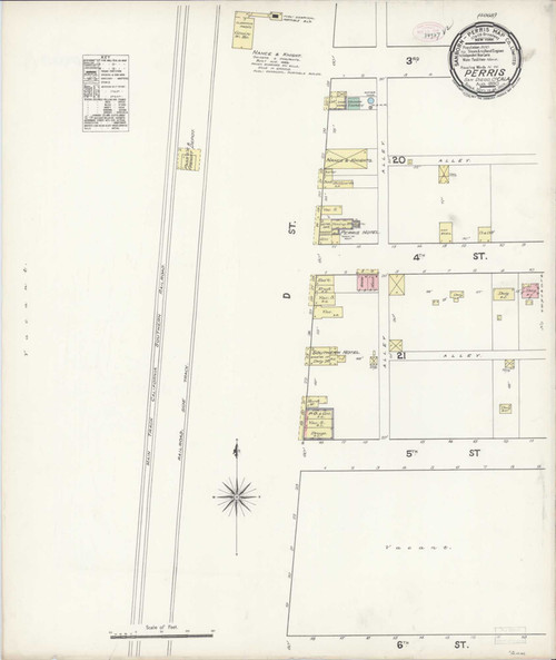 Los Angeles - Perris California 1890 - Fire Insurance Index - Old Map Reprint