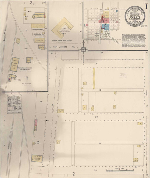 Los Angeles - Perris California 1914 - Fire Insurance Index - Old Map Reprint