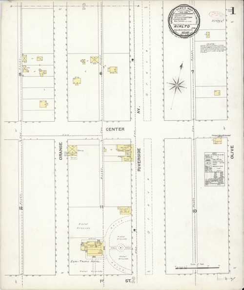 Los Angeles - Rialto California 1892 - Fire Insurance Index - Old Map Reprint