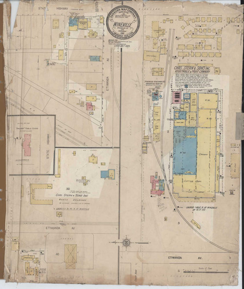 Los Angeles - Wineville California 1925 - Fire Insurance Index - Old Map Reprint