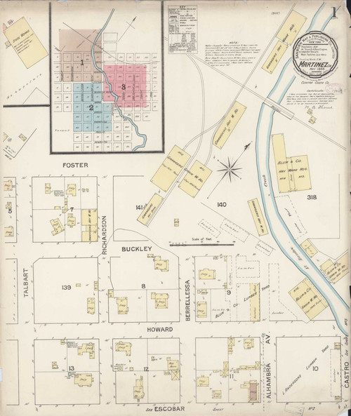 Martinez California 1888 - Fire Insurance Index - Old Map Reprint