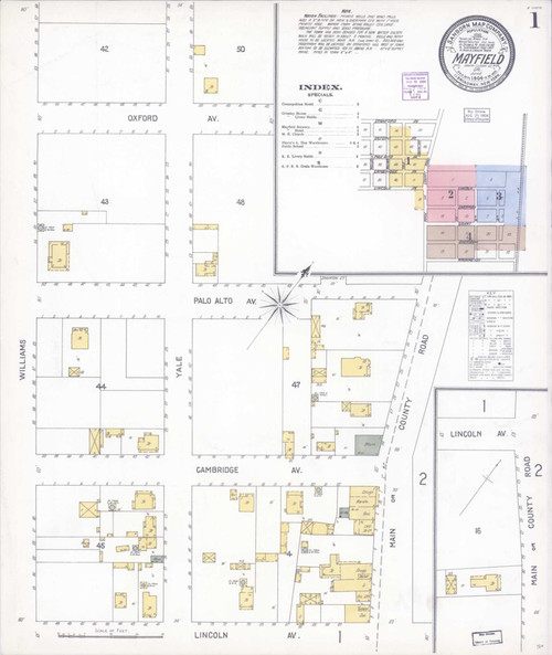 Mayfield California 1904 - Fire Insurance Index - Old Map Reprint