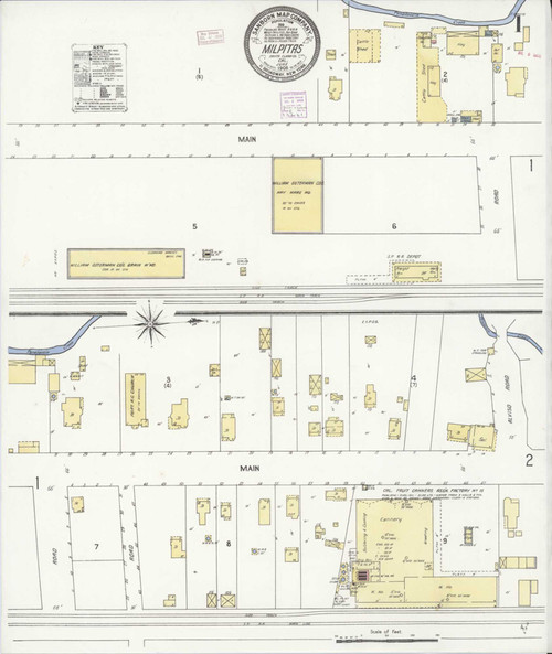 Milpitas California 1908 - Fire Insurance Index - Old Map Reprint