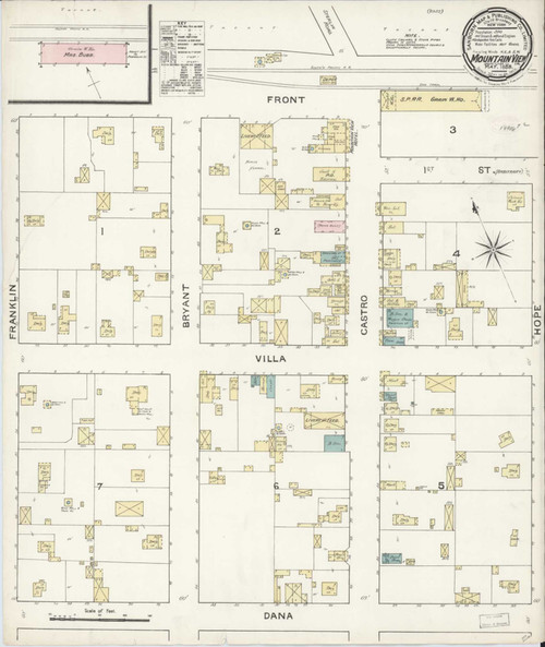 Mountain View California 1888 - Fire Insurance Index - Old Map Reprint