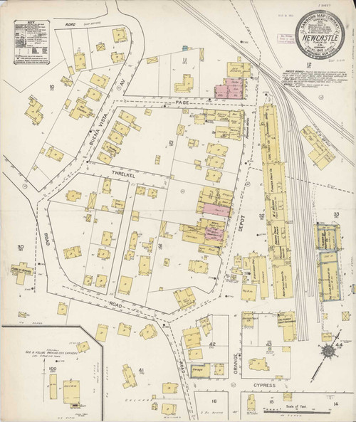 Newcastle California 1912 - Fire Insurance Index - Old Map Reprint