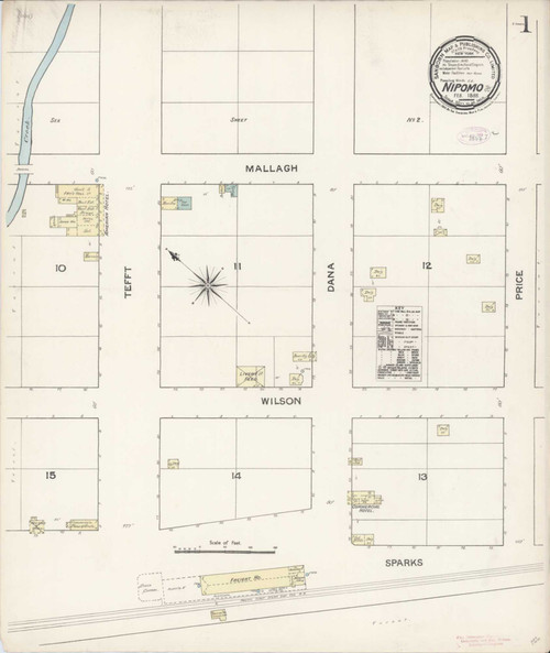 Nipomo California 1888 - Fire Insurance Index - Old Map Reprint