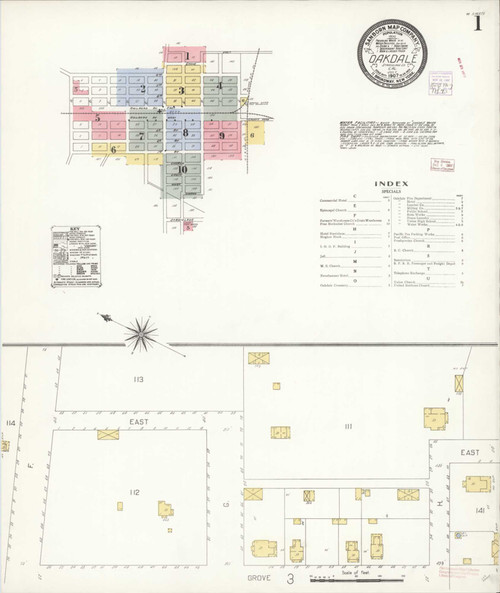 Oakdale California 1907 - Fire Insurance Index - Old Map Reprint