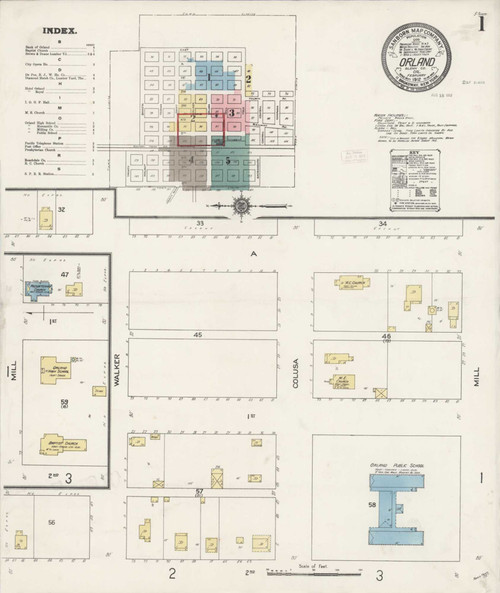 Orland California 1912 - Fire Insurance Index - Old Map Reprint