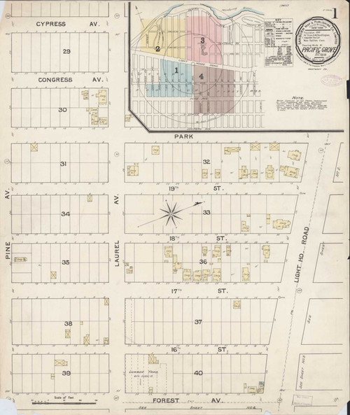 Pacific Grove California 1888 - Fire Insurance Index - Old Map Reprint
