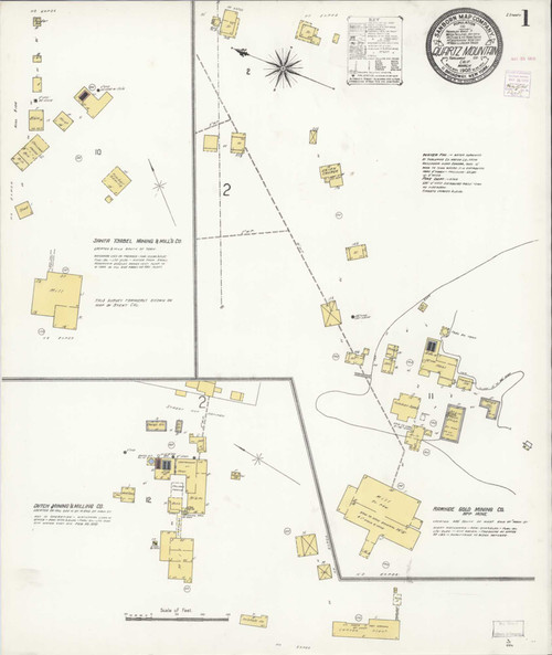 Quartz Mountain California 1908 - Fire Insurance Index - Old Map Reprint
