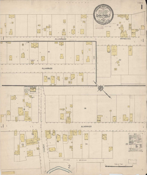San Pablo California 1913 - Fire Insurance Index - Old Map Reprint