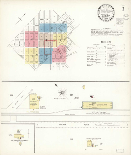 Selma California 1901 - Fire Insurance Index - Old Map Reprint
