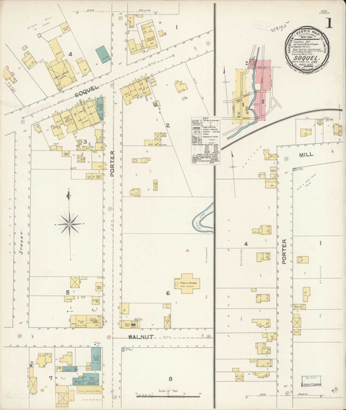 Soquel California 1892 - Fire Insurance Index - Old Map Reprint