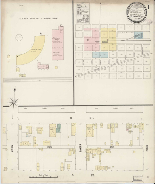 Sumner California 1889 - Fire Insurance Index - Old Map Reprint