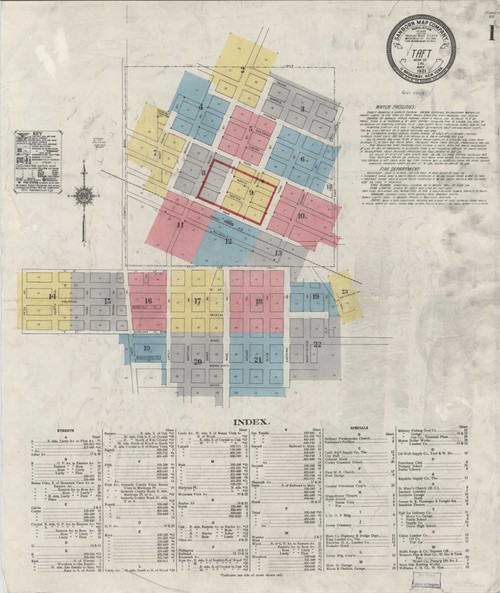 Taft California 1921 - Fire Insurance Index - Old Map Reprint