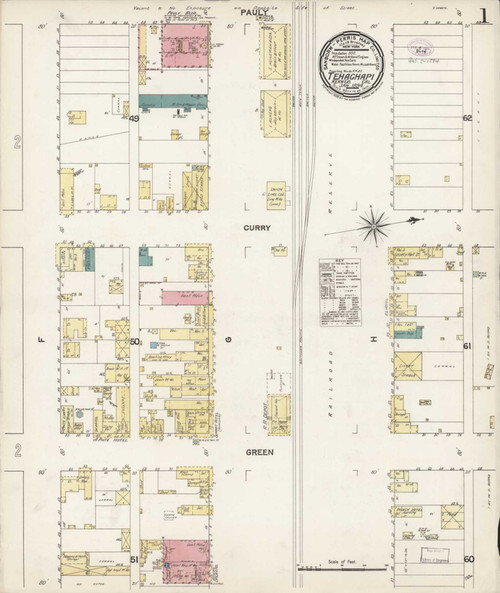 Tehachapi California 1894 - Fire Insurance Index - Old Map Reprint
