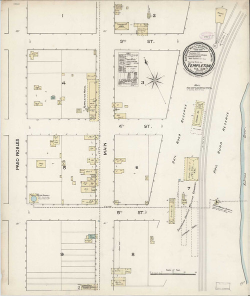 Templeton California 1888 - Fire Insurance Index - Old Map Reprint
