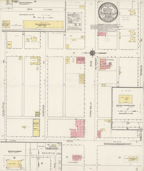 Terra Bella California 1912 - Fire Insurance Index - Old Map Reprint
