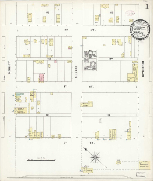 Traver California 1891 - Fire Insurance Index - Old Map Reprint