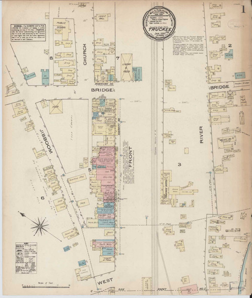 Truckee California 1885 - Fire Insurance Index - Old Map Reprint