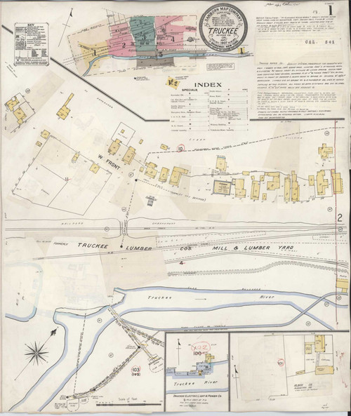 Truckee California 1933 - Fire Insurance Index - Old Map Reprint
