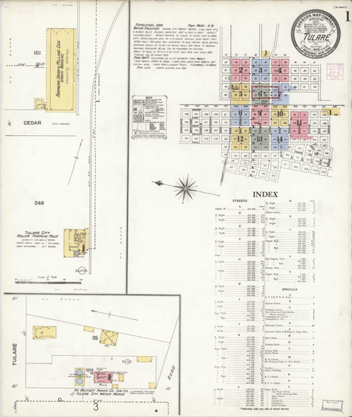 Tulare California 1906 - Fire Insurance Index - Old Map Reprint