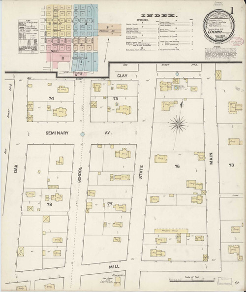 Ukiah California 1888 - Fire Insurance Index - Old Map Reprint