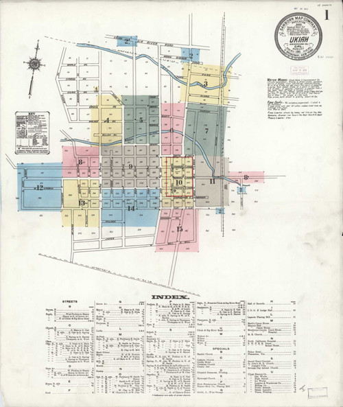 Ukiah California 1911 - Fire Insurance Index - Old Map Reprint