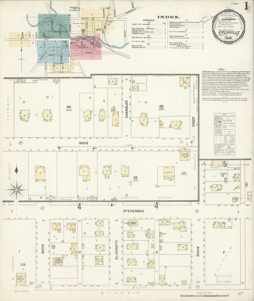 Vacaville California 1897 - Fire Insurance Index - Old Map Reprint