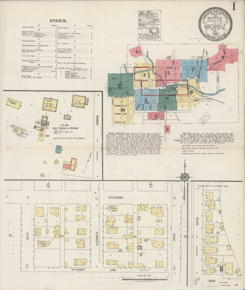 Vacaville California 1920 - Fire Insurance Index - Old Map Reprint