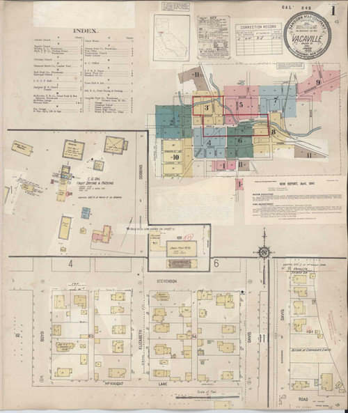 Vacaville California 1941 - Fire Insurance Index - Old Map Reprint