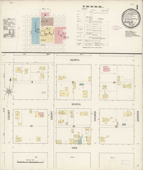 Visalia California 1888 - Fire Insurance Index - Old Map Reprint