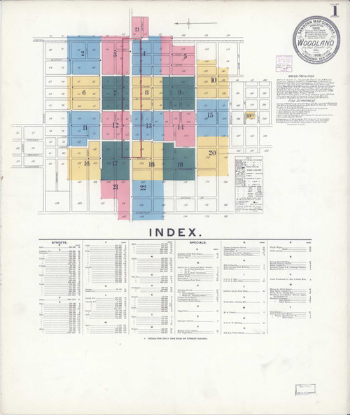 Woodland California 1906 - Fire Insurance Index - Old Map Reprint