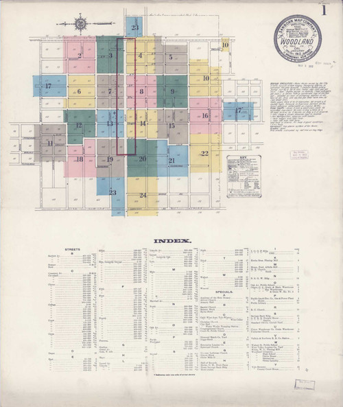 Woodland California 1912 - Fire Insurance Index - Old Map Reprint
