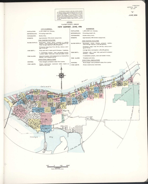 Astoria Oregon 1956 - Fire Insurance Index - Old Map Reprint