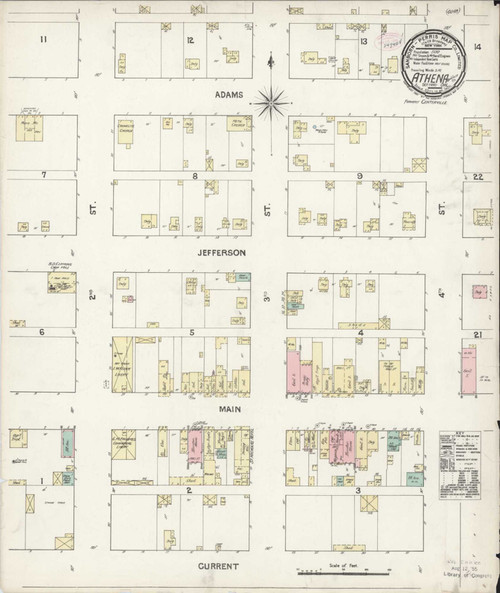 Athena Oregon 1890 - Fire Insurance Index - Old Map Reprint