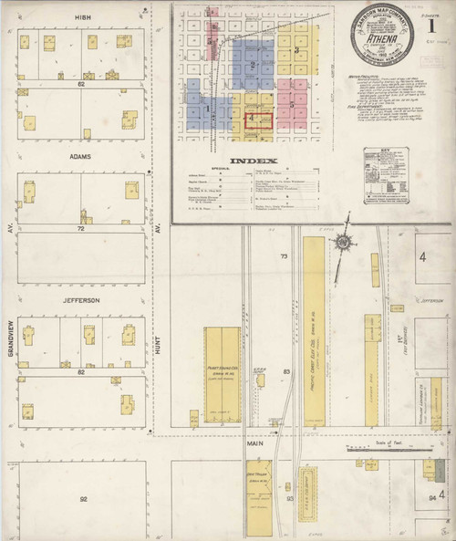 Athena Oregon 1910 - Fire Insurance Index - Old Map Reprint