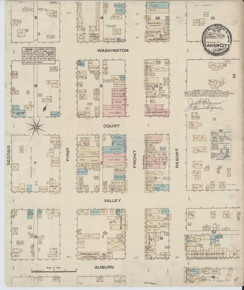 Baker Oregon 1884 - Fire Insurance Index - Old Map Reprint